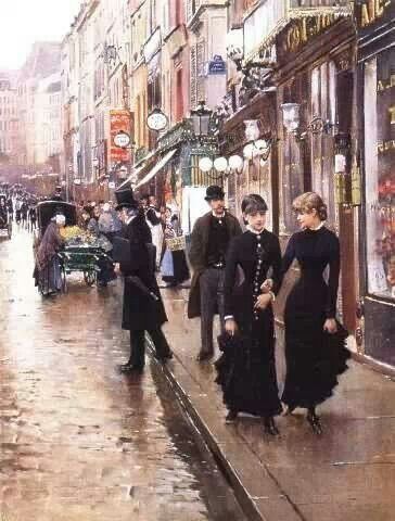 Jean Beraud Jean Beraud, Era Victoria, Art Parisien, Paris Painting, Victorian Paintings, Parisian Life, People Walking, Art Ancien, Paris Art