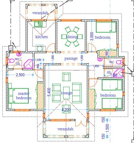 3 Bedroom House Design, 3 Bedroom Home Floor Plans, Bungalow House Floor Plans, Spacious Closet, Open Floor House Plans, Bedroom Bungalow, Three Bedroom House Plan, Bungalow Floor Plans, Bungalow Style House Plans