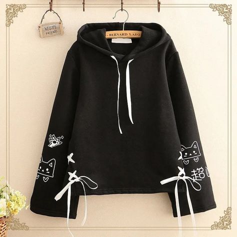 japanes style Printed Lovely Hoodies for Women https://www.theari.de/products/japanes-style-printed-lovely-hoodies-for-women ARI #Hot White Hoodie Women, Black And White Hoodies, Kawaii Hoodie, Cozy Cat, Hoodies For Women, Womens Sweatshirts Hoods, Winter Print, Next Clothes, Cool Hoodies