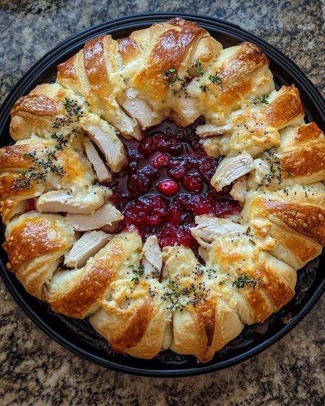 Turkey Cranberry Wreath, Chive And Onion Cream Cheese, Cranberry Wreath, Turkey And Cranberry, Best Ina Garten Recipes, Turkey Cranberry, Turkey Leftovers, Crescent Ring, Ina Garten Recipes