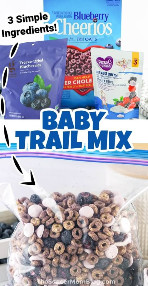 This blueberry flavored baby trail mix is a flavorful snack that you can prepare in minutes with just 3 ingredients! Trail Mix Ideas Healthy, Trail Mix Ideas, Snacks For Babies, Trail Mix Recipe, Trail Mix Recipes, Baby Snacks, Snack Mix Recipes, Baby Eating, Toddler Snacks