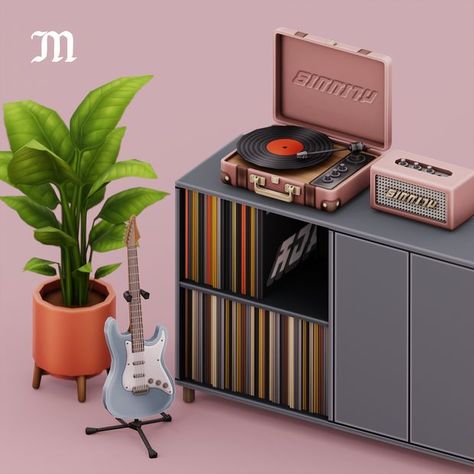 Hi everyone! I am so excited to finally share this set with you. SIMMIFY MUSIC NOOK includes some cute functional and clutter objects for your music-loving sims. The design of the record player and speakers is inspired by the popular Crosley models, but with my own personal touch. This set was so much fun to create, and these objects are now some of my favorite ones to date. Here’s what you get: Sims 4 Pack, Mods Sims 4, Mod Furniture, Sims Packs, Sims 4 Bedroom, Sims 4 Clutter, Free Sims 4, The Sims 4 Packs, Sims 4 Expansions