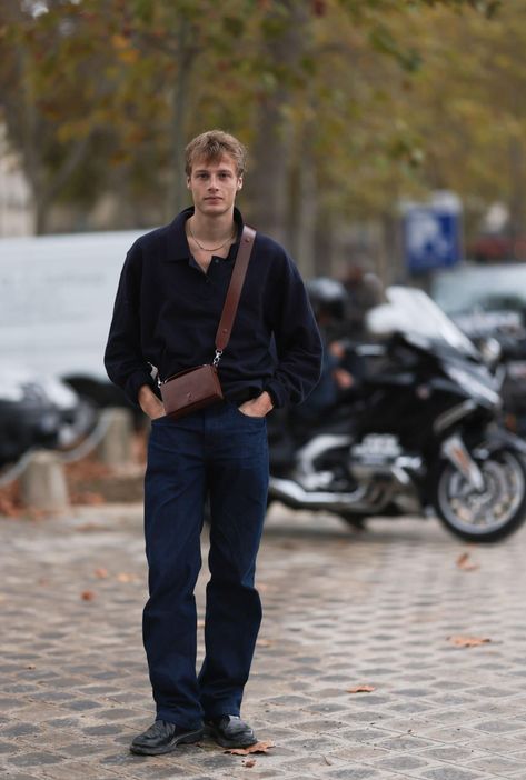 Dark Blue Sweater Outfit Men, Dark Navy Jeans Outfit, Navy Blue And Brown Outfit, Dark Blue Pants Outfit, Dark Blue Jeans Outfit Men, Navy Jeans Outfit, Laughton Scott, Hugh Laughton Scott, Dark Blue Jeans Outfit