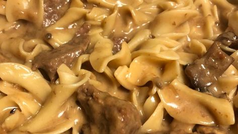 Beef Tips With Egg Noodles, Beef Tips And Noodles, Egg Noodle Recipes, Slow Cooker Beef Stroganoff, Sirloin Tips, Cream Of Mushroom, Beef Tips, Beef And Noodles, Onion Soup Mix