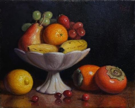 Daily Paintworks - "Mixed Fruit Bowl" - Original Fine Art for Sale - © Debra Becks Cooper Fruit Bowl Photography, Mixed Fruit Bowl, Fruit Bowl Painting, Fruit Bowl Drawing, Fruit Bowl Art, Still Life Food Photography, Bowl Photography, Fruit Logo Design Ideas, Bowl Painting