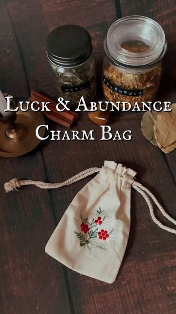 The Woodland Witch on Instagram: "Luck and Abundance Charm Bag for the New Year! Many of you mentioned in my last post you had to back door to participate in creating a flow of abundance and luck into the home so as someone who also does not have a back door, I am sharing this charm bag as a little loop hole! If you don’t have all of these ingredients not to fret! There are many substitutions for these herbs and items if you choose. A prosperous and abundant New Year to you all.✨ . . . #folkwitc Spell Bag Recipes, Good Luck Spell Sachet, Sachet Bags Witchcraft, Charm Bags Witchcraft Diy, Protection Charm Bag, Spell Satchel, Money Charm Bag Spell, Mojo Bags Hoodoo, Thursday Magick