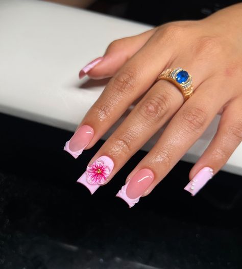 Pink On Pink Acrylic Nails, Hot Pink Short Nail Designs, Back To College Nails, Shirt Nails Ideas, Latina Nails Short Square, Nails For Bday, Half Nail Design, Cute Pink Short Nails, Cute Short Acrylic Nails Square