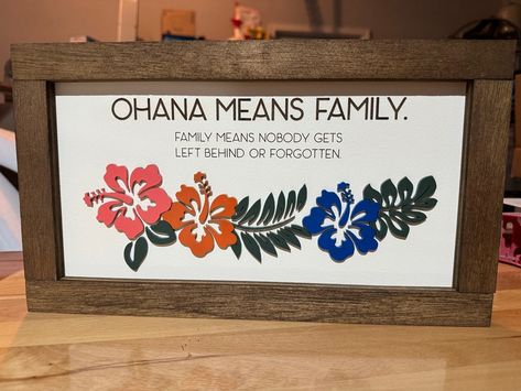 Who doesnt love a good Ohana means family sign?The back is painted a smooth cream color It’s all surrounded by an inch border with a medium stain. It all came together so nicely and is an amazing addition to our Ohana Means Family collection.
#disneydecor #stitchdecor #housewarminggift #ohanameansfamily #homedecor # Family Plaque, Disney Sign, Ohana Means Family, Family Sign, Disney Decor, Family Signs, Love A, Cream Color, House Warming Gifts