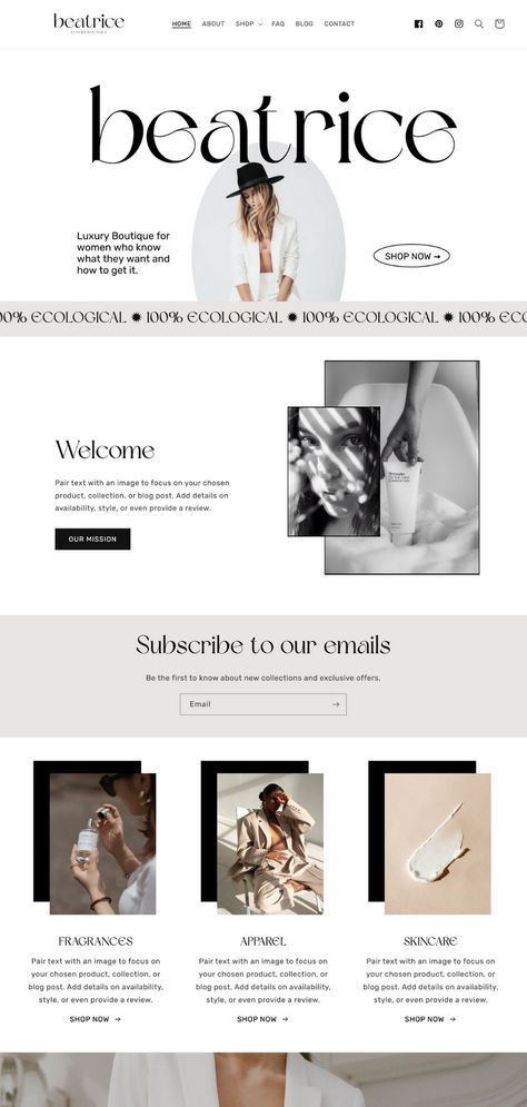 Ecommerce Template Design, White And Black Website Design, Fashion Designer Website Design, Black And White Website Inspiration, Aesthetic Shopify Website, High Fashion Website Design, Modern Luxury Website Design, Silver Website Design, Shopify Templates Ecommerce Websites