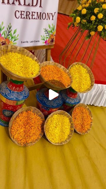 LABH EVENTS on Instagram: "Simple yet adorable haldi setup 💛   #haldi #haldiceremony #haldidecor #weddings #weddingday #weddinginspiration #weddingplanner #weddingflowers #weddingdesign #shaadi #video #reel #decorations #weddingsutra #flower #indianweddings #royalwedding #reels #trendingnow #trendingreel #instadaily #luxurywedding #event #eventplanner #gandhinagar #ahmedabad #modasa #bayad #sharnaipartyplote #labhevents" Haldi Ceremony Decorations Indoor, Haldi Ceremony Decorations Outdoor, Indoor Haldi Decor Ideas, Simple Haldi Decoration, Haldi Setup Decor, Haldi Background Decoration, Haldi Decorations, Haldi Ceremony Decorations, Haldi Decor