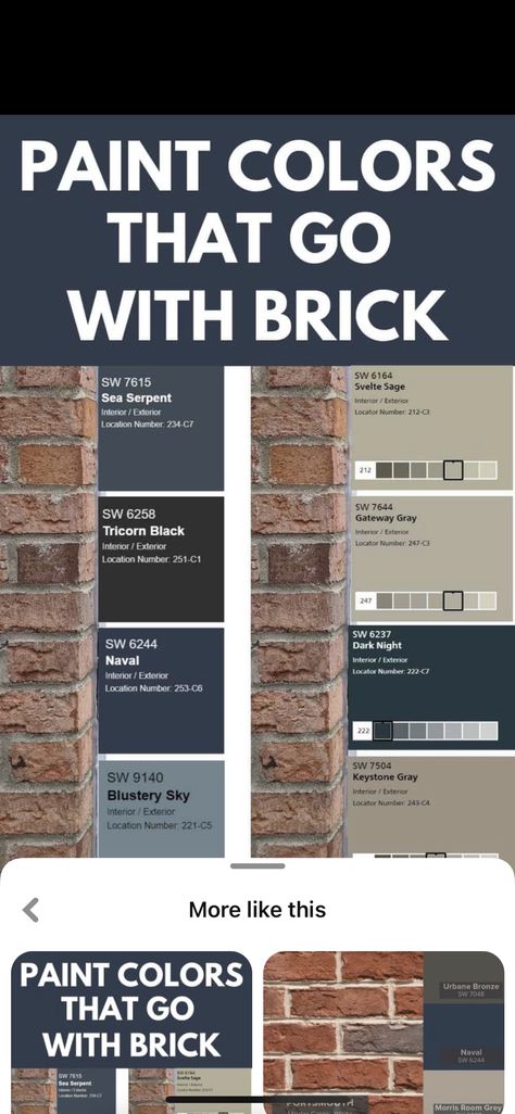 Blue Gray Painted Brick House, Blue Siding With Brick Exterior, Orange Brick Siding Colors, Dark Blue Painted Brick House, Blue And Brick House Exterior, Exterior House Colors With Brown Brick, Brick House With Blue Siding, Blue Shutters Brick House, Blue House With Brick