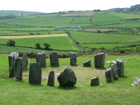 We found the Recumbent Drombeg Stone Circle in a pastoral valley that was very similar to the one where Coppinger's Court is situated.  The lovely recumbent stone circle is also known as The Druid's Altar, and from its location on the edge of a rocky terrace, worshippers presided over a view that gently sweeps down to the Atlantic ocean a mere 1.6 kilometres away. Stone Circles Ireland, Druid Circle, Ancient Ireland, County Cork Ireland, Stone Circle, County Cork, Standing Stone, Sacred Places, To Infinity And Beyond