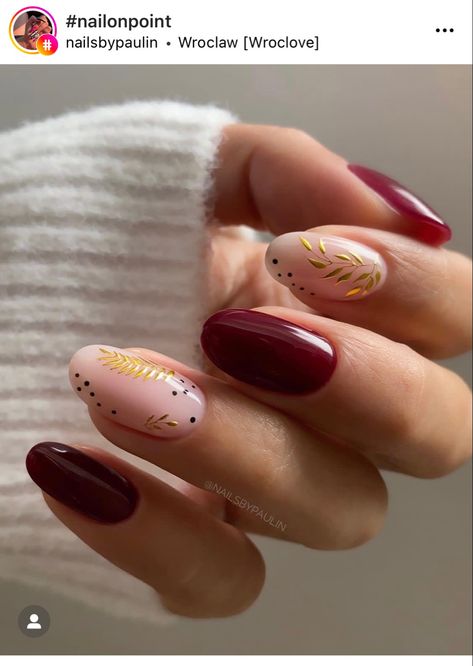 Burgundy Nails Acrylic Design, Burgundy Nails Acrylic, Burgundy Nail Designs, Wine Nails, Simple Fall Nails, November Nails, Acrylic Design, Dots Nails, Burgundy Nails