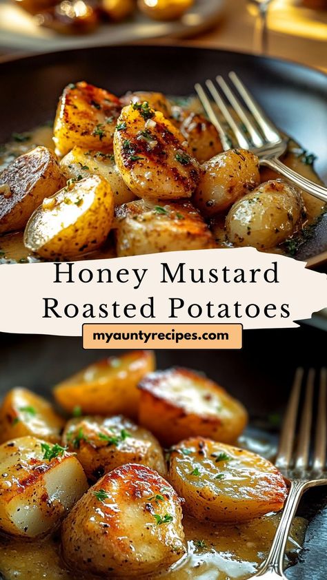 These roasted potatoes with honey mustard are a delightful side dish for fall recipes. Crispy on the outside, tender inside, and coated with a sweet and tangy glaze, they’re a perfect pairing for meats and veggies. Mustard Roasted Potatoes, Mustard Potatoes, Honey Mustard Recipes, Tasty Recipe, Roasted Potatoes, Honey Mustard, Copycat Recipes, Dinner Time, Vegetable Recipes