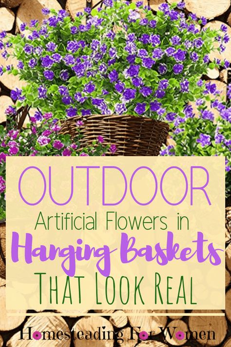 Faux Outdoor Plants, Artificial Flowers Outdoors, Window Baskets, Fake Flowers Decor, Artificial Hanging Baskets, Hanging Plants Outdoor, Fake Hanging Plants, Porch Flowers, Artificial Hanging Plants