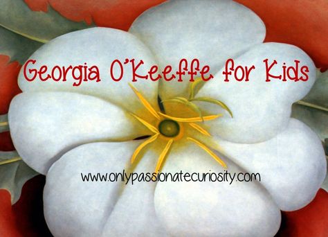 Georgia O'Keeffe for Kids - Only Passionate Curiosity Okeefe Flowers, Craft Poster, Georgia O'keefe Art, Make A Dream Catcher, In School, People In The City, Georgia Okeeffe, Georgia O Keefe, Art App