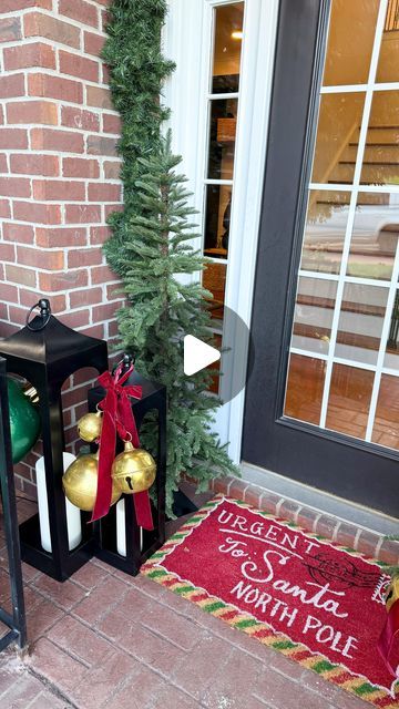 Samantha Bauchmann on Instagram: "Christmas front porch 🎄🎅🏻 all I have left to do is put batteries in the candles 😅 #christmasdecor #frontporch #decoratewithme #christmasdecorations" Samantha Bauchmann, Santa North Pole, Christmas Front Porch, Instagram Christmas, Christmas 2024, Front Porch, Batteries, Porch, Christmas Decorations