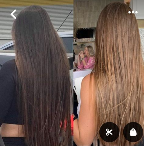 Sun In Before And After Hair, How To Make Hair Lighter, How To Get Lighter Hair, How To Make Your Hair Lighter, How To Lighten Hair Naturally, Sun In Hair Lightener Before And After, Dark Hair To Light Before And After, Rich Light Brown Hair, Hair Transformation Before And After