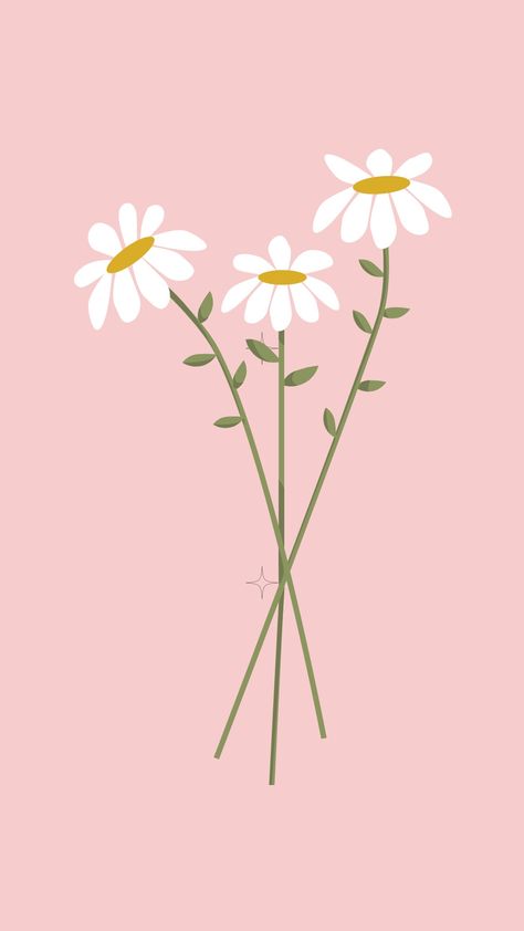 Pink Daisy Wallpaper, Pink Backround, Athletic Wallpaper, Daisy Background, Pink Drawing, Mint Background, Pink Flowers Wallpaper, Daisy Wallpaper, Daisy Painting