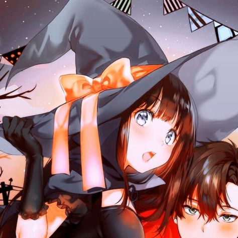 Halloween Anime Matching Icons, Hyouka Halloween, Halloween Pfp Couple, Anime Halloween Matching Pfp, Halloween Couple Pfp, Matching Halloween Pfps For Couples, Halloween Pfp Anime, Fall Matching Pfp, Anime Halloween Pfp Matching