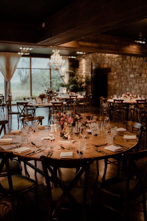 Newton Hall wedding venue with round tables and small wedding flower arrangement Round Table Decor Wedding, Mismatched Outfits, Rustic Round Table, Wedding Reception Rustic, Rustic Wedding Table Setting, Newton Hall, Floral Centrepiece, Flower Arrangement Wedding, Round Table Decor