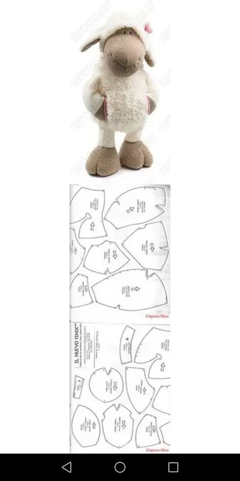 Stuffed Goat Patterns Free Sewing, Stuffed Sheep Pattern Sewing, Sheep Crafts, Teddy Bear Sewing Pattern, Soft Toy Patterns, Homemade Dolls, Animal Sewing Patterns, Plushie Patterns, Sewing Stuffed Animals