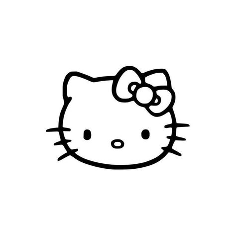 Small Hello Kitty Drawing, Black And White Hello Kitty Wallpaper, Hello Kitty Desenhos, Mini Printer Templates, Black And White Cute Drawings, Hello Kitty Line Art, Sanrio Characters Drawing, Sanrio Black And White, Hello Kitty Stencil