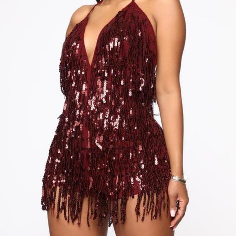 Get Ready For That Holiday Party With This Stunning Romper. Brand Nwt, Never Worn. Plus Size Vegas Outfits, Surprise Dance Outfits, Fashion Nova Romper, Fringe Romper, Mesh Romper, Vegas Outfit, Red Romper, Cute Lazy Day Outfits, Fashion Nova Pants