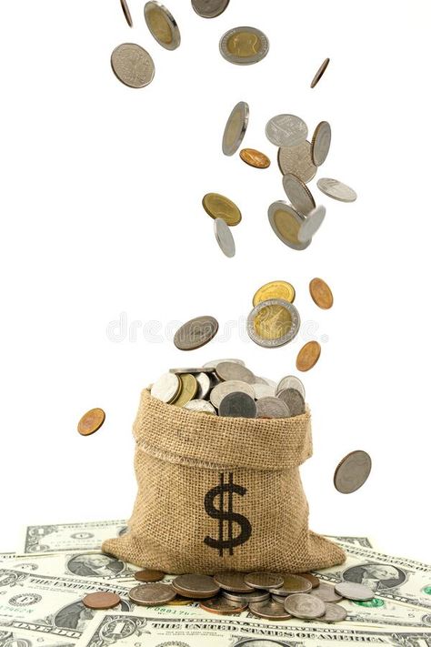 Coins falling into sack bag. Coins falling on pile of money into sack bag on wh #Sponsored , #SPONSORED, #pile, #money, #white, #bag, #Coins Pile Of Money, Save For Retirement, Sack Bag, Mockups Design, Retirement Planning, White Bag, Saving Money, Burlap, White Background