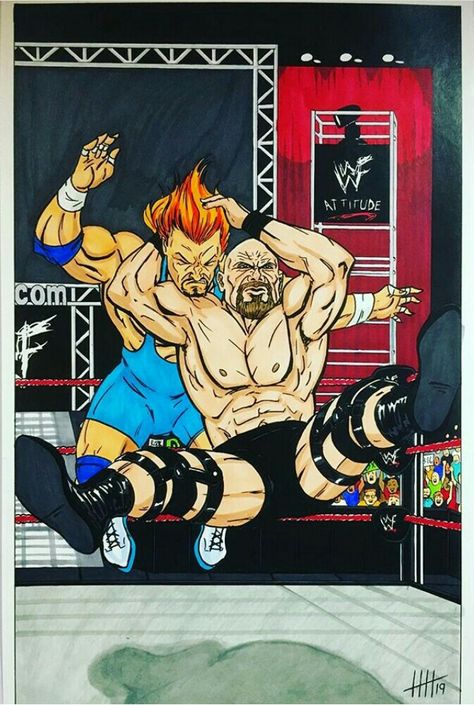 Stone Cold Stunner!! Wwf Wrestlers, Stone Cold Stunner, Big Boss Man, Sports Artwork, Wwe Art, Stone Cold Steve Austin, Wwe Pictures, Wrestling Videos, Wwe Legends