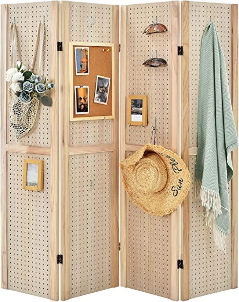 Folding Pegboard Display, Pegboard Display Stand, Folding Privacy Screen, Pegboard Display, Wood Room Divider, 4 Panel Room Divider, Wooden Room Dividers, Folding Room Dividers, Wooden Room