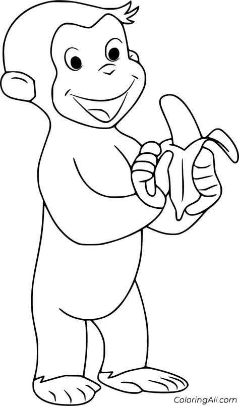 51 free printable Curious George coloring pages in vector format, easy to print from any device and automatically fit any paper size. Curious George Printables, Curious George Coloring Pages, Monkey Coloring Pages, Color Activity, Easy Coloring Pages, Curious George, Cartoon Coloring Pages, Simple Cartoon, Kids Coloring