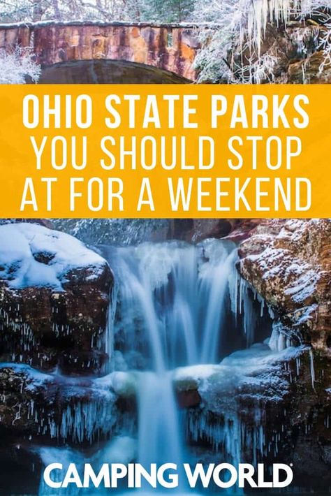 While an Ohio state park might not be the first thing you think of when you think an epic weekend adventure, you’ll likely be surprised by what the following parks have in store. Here are some Ohio state parks you should stop at for a weekend. #ohio #stateparks #rving #rvlife #camping #rvcampers #rvliving #camper #camperlife Ohio State Parks, Camping In Ohio, Hocking Hills State Park, Ohio Map, Ohio Travel, Family Camping Trip, Camping Supplies, Camping Essentials, Camping World