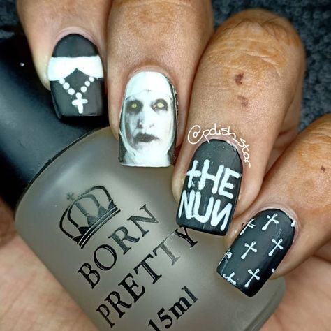 The Nun Movie, Nun Movie, Bonnie Aarons, The Conjuring Universe, Conjuring Universe, Nail Art Halloween, The Nun, Halloween Nail Designs, Nails Polish