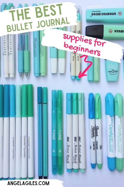 If you are planning on starting a bullet journal in 2021 & aren’t sure what must have supplies you need, then check out this essential list of products:  pins, notebooks, washi tape, stencils, stickers, highlighters, markers and more.  These are the best supplies that are best for beginners  With these supplies you will be on your way to becoming a bujo addict! Bullet Journal Markers, Bullet Journal Tools, Bullet Journal Starter Kit, Bullet Journal Supplies, Essential List, Journal Layouts, Journaling Supplies, Bullet Journal Hacks, Bullet Journal Notebook