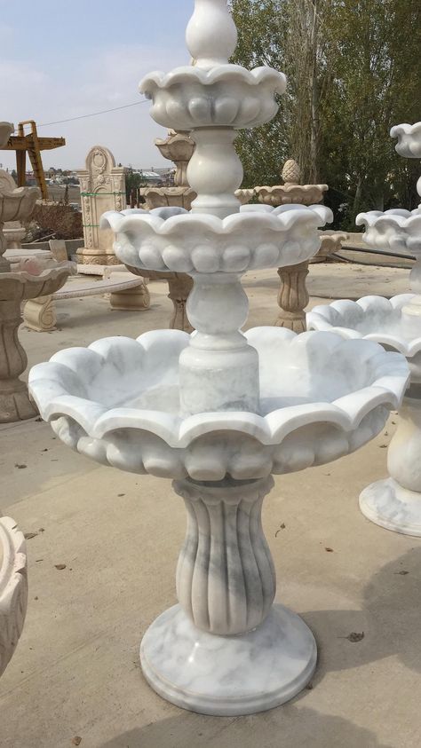 Fountain For Garden, Stone Water Fountain, Fountain For Home, 3ds Max Design, Marble Fountain, Water Fountain Design, Garden Water Fountains, Temple Design For Home, Fountain Design