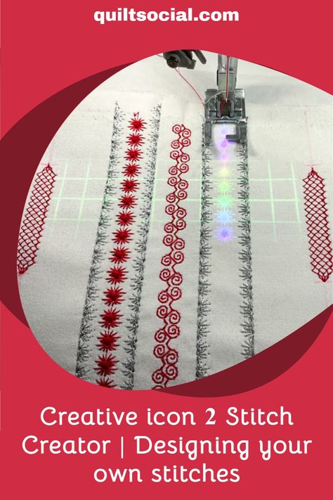 Not sure about finding the perfect stitch for your project? In today's post, Betty Biberdorf is thrilled to show you how easy it is to create your own stitch using the Stitch Creator on the PFAFF creative icon 2.💙🌟 #TheSewGoesOn #creativeicon2 #Pfaffies #patchwork #quilting #quilt #handmade #quiltproject Pfaff Creative Icon, Pfaff Embroidery, Sew Quilt, Decorative Stitches, Needle Crafts, Quilt Labels, Decorative Stitching, Patchwork Quilting, Creative Icon