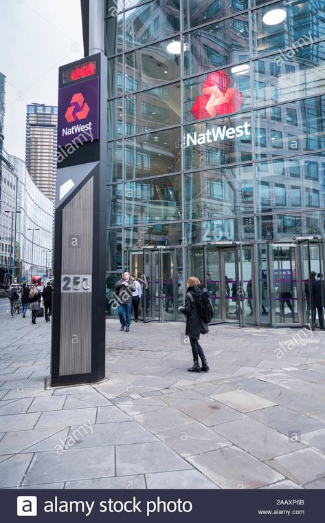 NatWest Bank (formerly RBS) offices and branding at 250 Bishopsgate, London, UK. Stock Photo London Bank, Multiple Images, London Uk, High Resolution, Stock Images, Resolution, Branding, Stock Photos, London