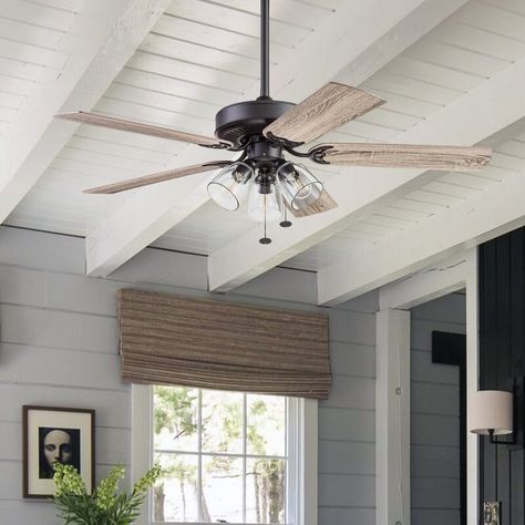 Winston Porter Brithanny 52'' Ceiling Fan with LED Lights & Reviews | Wayfair Angled Ceilings, Fan Pull Chain, Farmhouse Ceiling Fan, Ceiling Fan Pull Chain, Ceiling Fan Pulls, Fan Pulls, Traditional Farmhouse, Light Pull, Led Ceiling Fan