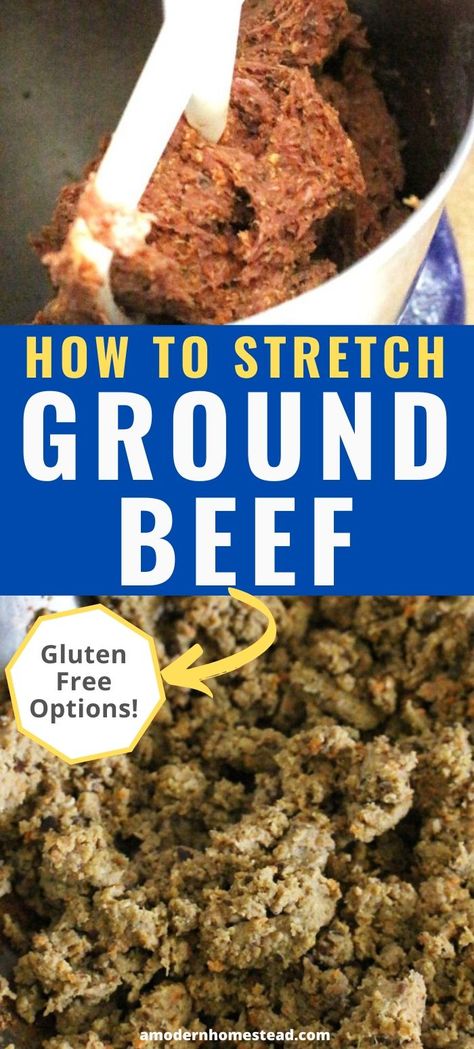 Learn how to stretch your ground beef and make it last longer than ever! Turn 1 pound of ground beef into 2 pounds with this simple method for adding healthy fillers to ground beef! Gluten free options! #Recipes #FromScratchRecipes #FrugalLiving #SavingMoney Stretch Ground Beef, Ground Beef Gluten Free, Today Recipes, Frugal Cooking, Jimmy Dean, Easy Homemade Recipes, Tiny Food, Frugal Meals, Easy Beef