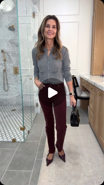 Tammy-Her Fashioned Life on Instagram: "It’s Burgundy season🍷//Comment LINKS to shop. I am thrilled to call this fall color burgundy this year instead of last year’s term “Oxblood” can we just call it burgundy every year?? lol
These @frame corduroy pants are incredible. So comfy with lots of stretch. (Denim colors also available)These heels were a YES the moment I saw them! Everything is linked with alternates at different price points. 

#falltrends  #fallfashiontrends  #fallcolor  #jcrewstyle #over50style  #classicstyle #whattoweartoday 

👉🏻Send this to someone you think might like it and turn on my reel notifications so you do not miss one! 

THANK YOU for shopping my links❤️🙏🏻

How to style, easy outfit, style hacks, everyday Pinterest inspiration, casual chic outfit, minimal outf Casual Work Outfits Women, J Crew Style, What To Wear Today, Casual Work Outfits, Casual Chic Outfit, Colored Denim, Work Outfits Women, Fall Fashion Trends, Fashion Over 50