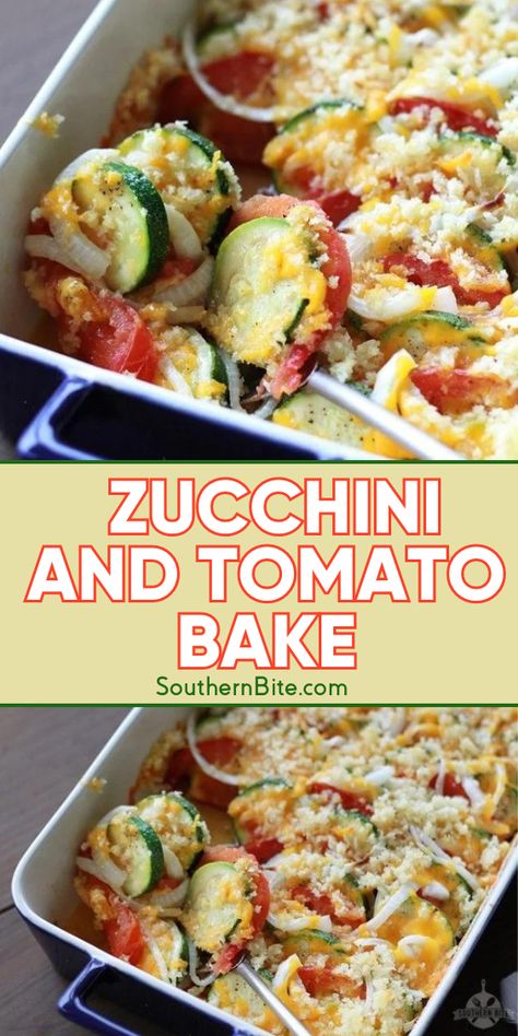 Y’all, this Zucchini and Tomato bake is simple, easy, and delicious and just tastes like summer to me.  If you prefer, you can use yellow summer squash in place of the zucchini, but you’ll lose some of that pretty color.  Y’all enjoy! Squash And Tomatoes Recipes, Zucchini Summer Squash Tomato Bake, Zucchini And Tomato Bake, Recipes Using Zucchini And Yellow Squash, Zucchini Tomato Recipes, Yellow Squash And Zucchini Recipes, Zucchini And Tomato Recipes, Tomato Zucchini Pie, Zucchini And Yellow Squash Recipes