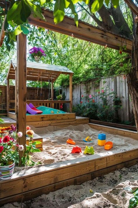 Mackenzie Rose Backyard Sandbox Ideas, Sand Box Cover, Outdoor Play Area Ideas, Toddler Outdoor Play Area, Play Area Ideas, Sandbox Ideas, Backyard Diy Ideas, Toddler Outdoor Play, Outdoor Playscapes