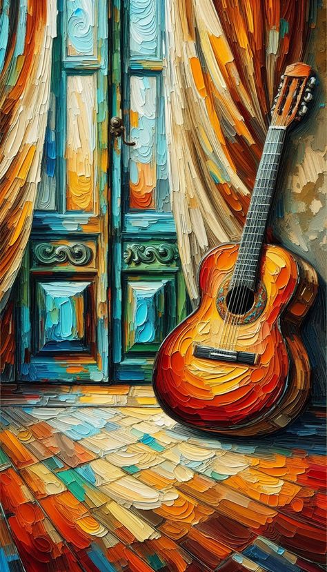 Guitar Art Painting, Music Painting, Guitar Art, Art Prompts, Dance Art, Art Appreciation, Amazing Art Painting, Art Painting Acrylic, Mexican Art