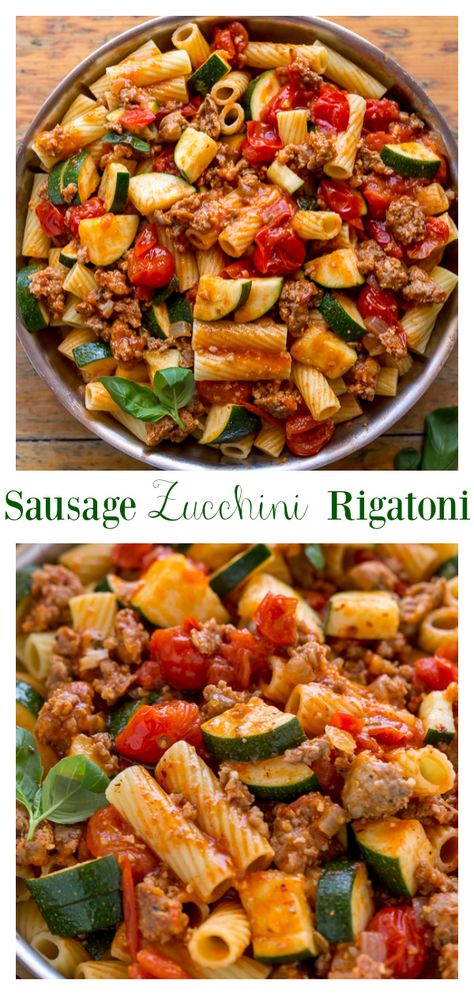 Rigatoni With Sausage, Tomatoes And Zucchini, Zucchini Pasta Recipes, Baker By Nature, Zucchini Pasta, Pasta Lover, Health Dinner, Healthy Pasta Recipes, Health Dinner Recipes