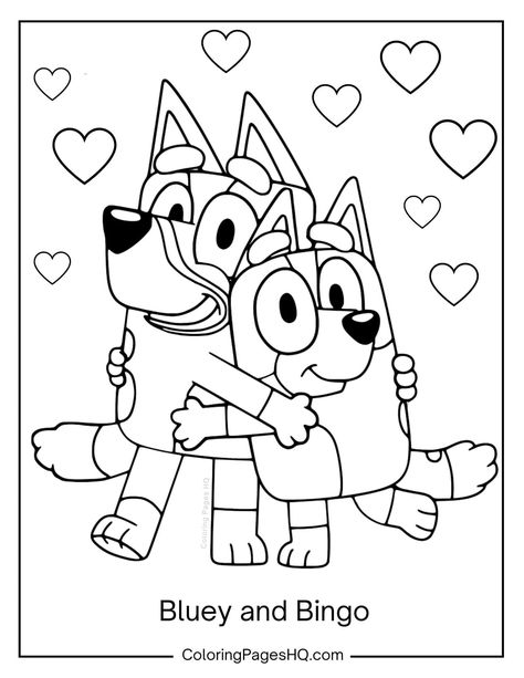 Bluey and Bingo hugging Bluey Coloring Pages, Printable Bluey, Super Mario Coloring Pages, Rose Coloring Pages, Birthday Coloring Pages, Barbie Coloring Pages, Spring Coloring Pages, Pokemon Coloring Pages, Pokemon Coloring