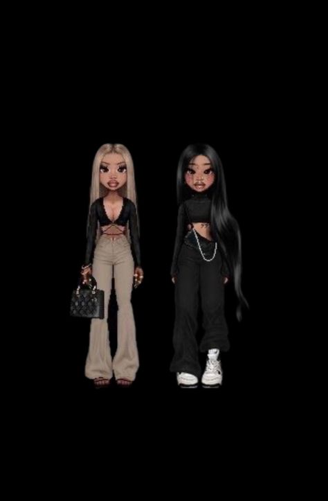 Cute Bitmoji Outfits Summer, Estilo Bratz, Bratz Aesthetic Outfit, Bratz Outfit, Everskies Avatar, Imvu Outfits Ideas, Bratz Doll Outfits, Imvu Outfits Ideas Cute, Black Couple Art