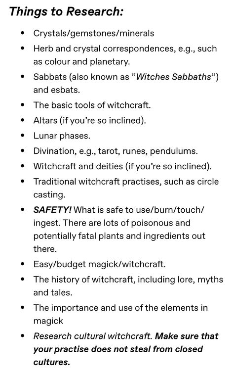 Basic Witch Supplies List, Witchy Information, Witch Writing Ideas, Witch Beginner Tips, Witch House Tips, Eclectic Witch Beginner, Tips For Baby Witches, New Witch Tips, Tech Witchcraft