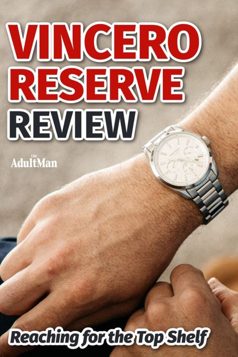 The Vincero Reserve Automatic is the brand’s priciest watch but is it really top shelf? Check out my Vincero Reserve review to learn if it's right for you. Vincero Watches, Gentlemens Guide, Stainless Bracelet, Sports Watch, Top Shelf, Men's Style, Hands On, Time Piece, To Learn