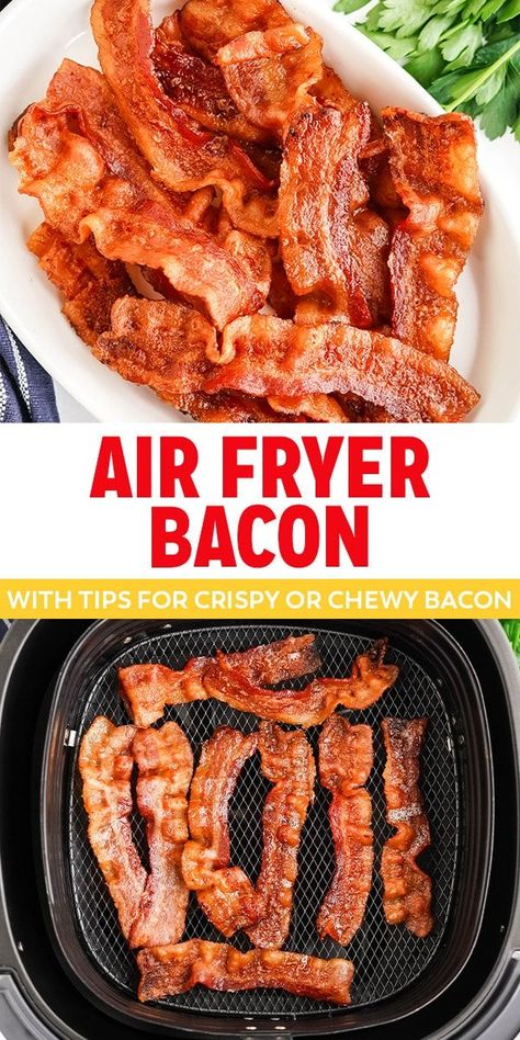 Best Way To Cook Bacon, Air Fry Bacon, Air Fryer Bacon, Air Fryer Recipes Breakfast, Air Fryer Cooking Times, Cooks Air Fryer, Air Fried Food, Air Fryer Oven Recipes, Cooking Bacon